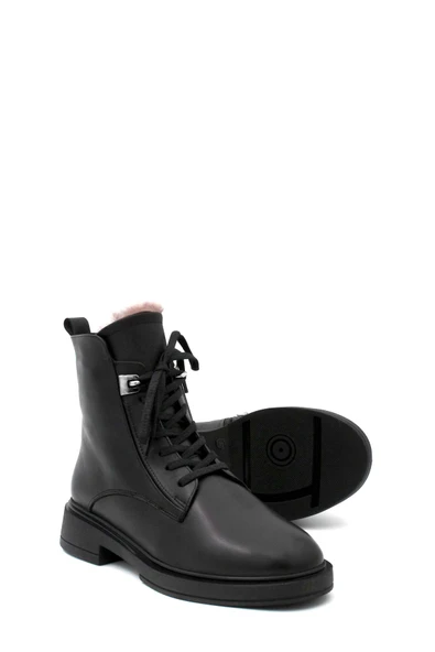 Hakiki Deri Kürklü  Kadın Klasik Bot 916KZA3798 - Resim 8