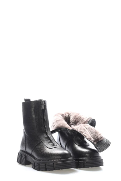 Hakiki Deri Kürklü  Kadın Klasik Bot 710KZA6006 - Resim 5