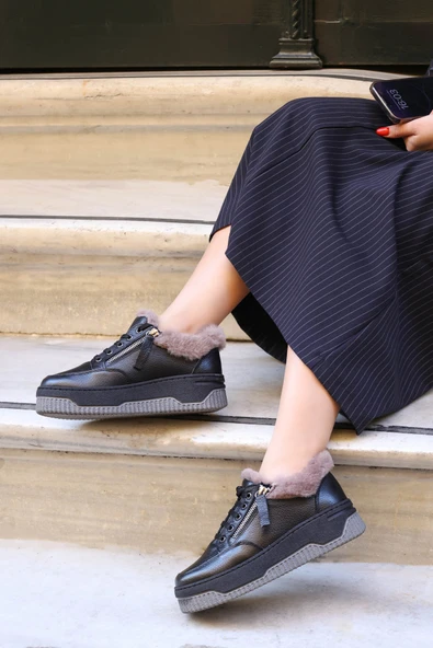 Hakiki Deri Kürklü  Kadın Casual Ayakkabı 142KZA15 ürün görseli