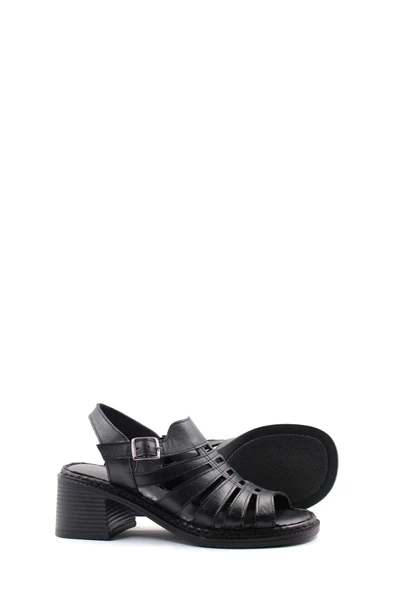 Hakiki Deri  Kadın Dolgu Topuk Sandalet 621ZA937L - 9