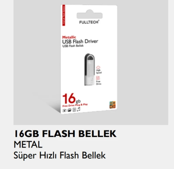 16 GB Flash bellek Metal Süper Hızlı Flash Bellek