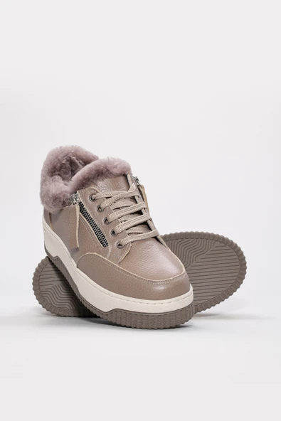 Hakiki Deri Kürklü  Kadın Casual Ayakkabı 142KZA15 - Resim 10