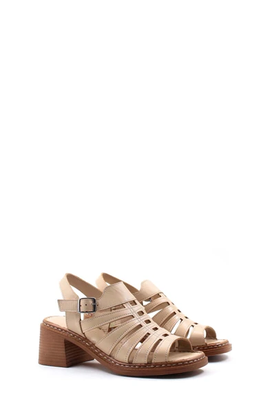 Hakiki Deri Kadın Dolgu Topuk Sandalet 621ZA937L - 5