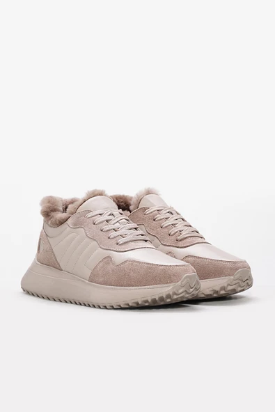 Hakiki Deri Kürklü  Kadın Casual Ayakkabı 136KZA901-1 - Resim 10