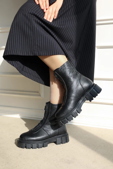 Hakiki Deri Kürklü  Kadın Klasik Bot 710KZA6006 ürün görseli