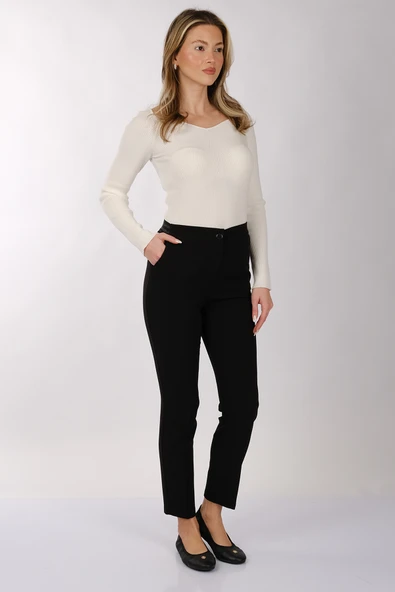 Modiva Minimalist Yüksek Bel 7/8 Dar Kesim Kadın Pantolon - Günlük & Ofis - 7