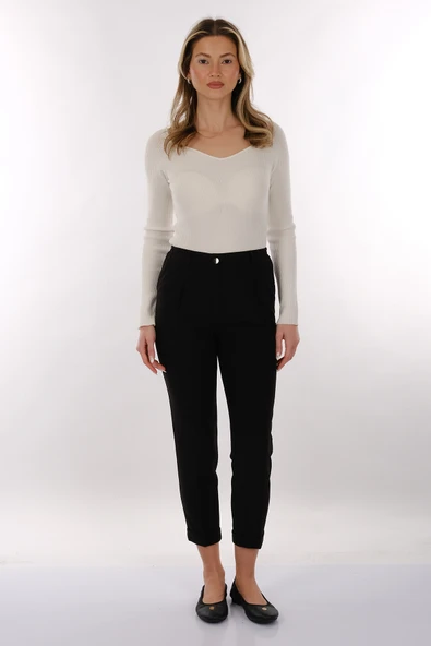 Modiva Minimalist Yüksek Bel Midi Kadın Pantolon - Günlük & Ofis - Resim 2