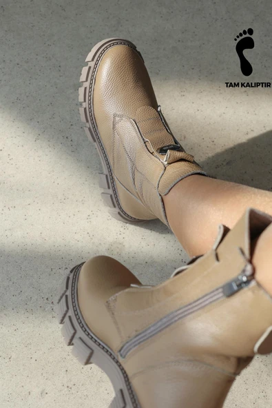 Hakiki Deri Kürklü  Kadın Klasik Bot 710KZA6005 - Resim 2