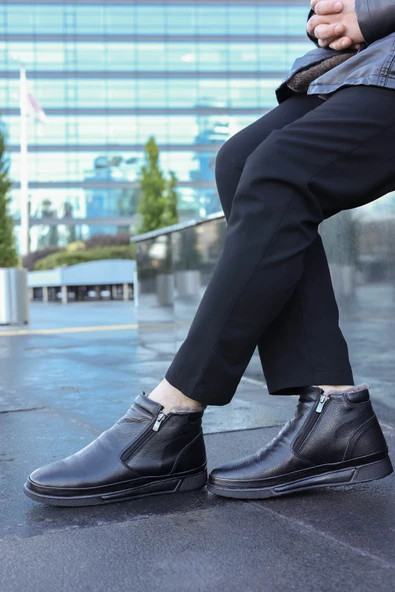 Hakiki Deri Kürklü  Erkek Spor Bot 724KMA22 ürün görseli 1