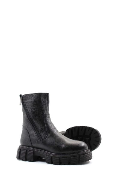 Hakiki Deri Kürklü  Kadın Klasik Bot 710KZA6002 - Resim 5