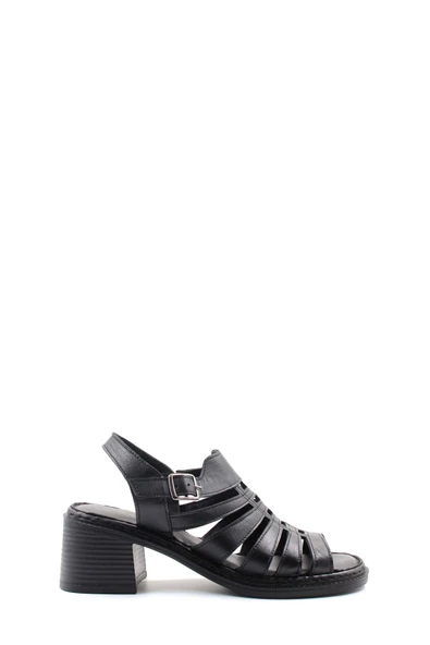 Hakiki Deri Kadın Dolgu Topuk Sandalet 621ZA937L - 7