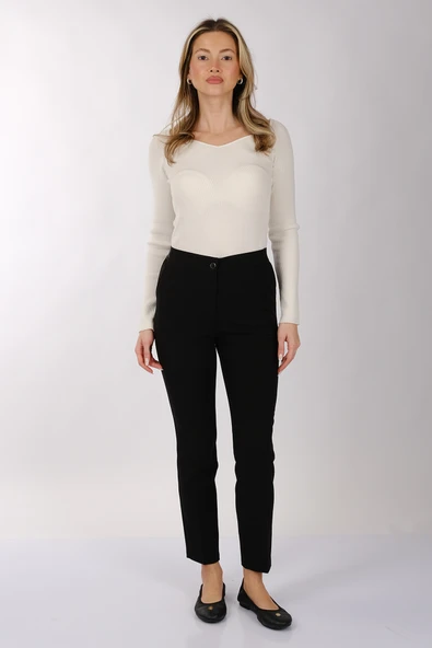 Modiva Minimalist Yüksek Bel 7/8 Dar Kesim Kadın Pantolon - Günlük & Ofis - 2