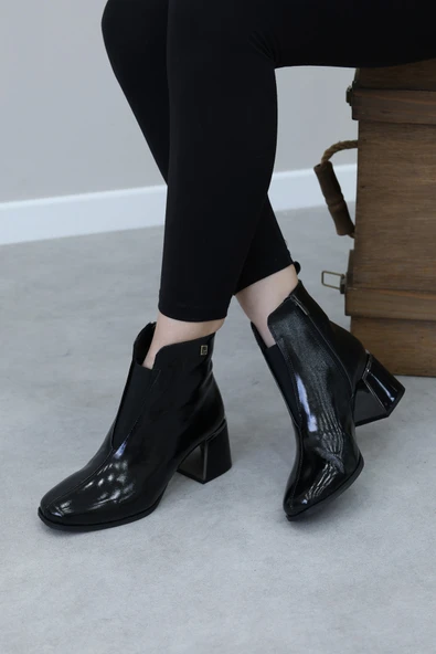 Hakiki Deri  Kadın Kalın Topuklu Bot 064SZA263 - Resim 10