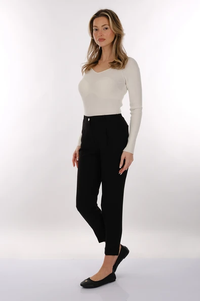 Modiva Minimalist Yüksek Bel Midi Kadın Pantolon - Günlük & Ofis - Resim 5