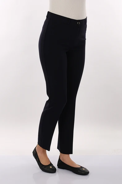 Modiva Minimalist Kadın Pantolon - Yüksek Bel, Düz Kesim, Midi Boy - Günlük & İş - Resim 7