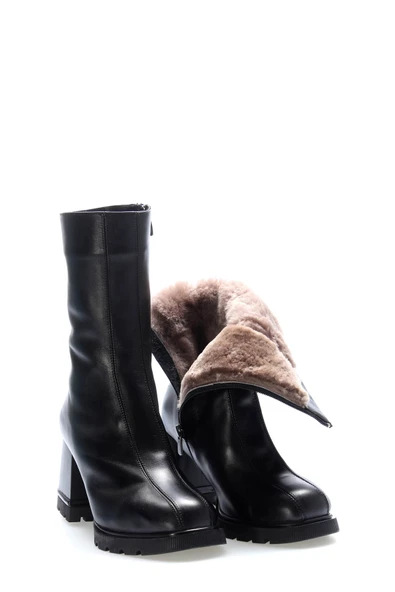 Hakiki Deri Kürklü  Kadın Kalın Topuklu Bot 212KZA444 - Resim 4
