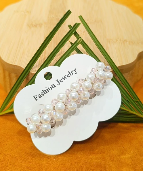 Monalisa Home Lüks Figürlü İncili Gümüş Klips Toka ürün görseli