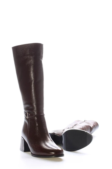 Hakiki Deri Kürklü  Kadın Dolgu Topuk Çizme 064KZA267 - Resim 8