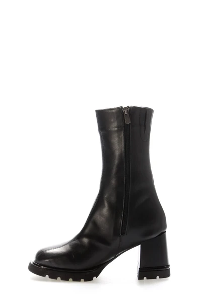 Hakiki Deri Kürklü  Kadın Kalın Topuklu Bot 212KZA444 - Resim 2