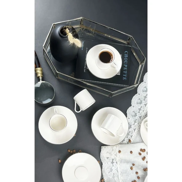 Porser Porselen Lumina Silver 6 Kişilik Kahve Fincan Takımı S10-12-90037-2