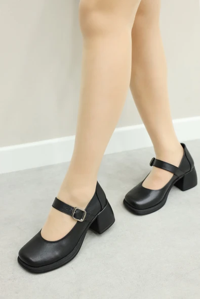 Hakiki Deri  Kadın Kalın Topuklu Ayakkabı 217ZA880-03 ürün görseli 1