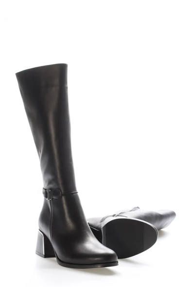 Hakiki Deri Kürklü  Kadın Dolgu Topuk Çizme 064KZA267 - Resim 4