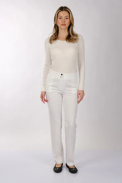 Modiva Minimalist Yüksek Bel Regular Fit Kadın Pantolon - Günlük & İş - Resim 2