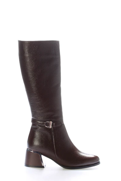 Hakiki Deri Kürklü  Kadın Dolgu Topuk Çizme 064KZA267 - Resim 6