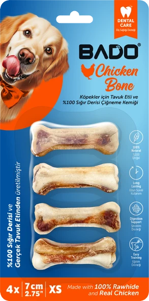 Bado Tavuk Çiğneme Kemiği 7 Cm 4Lü