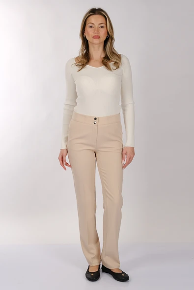 Modiva Minimalist Yüksek Bel Regular Fit Kadın Pantolon - Günlük & İş - Resim 3