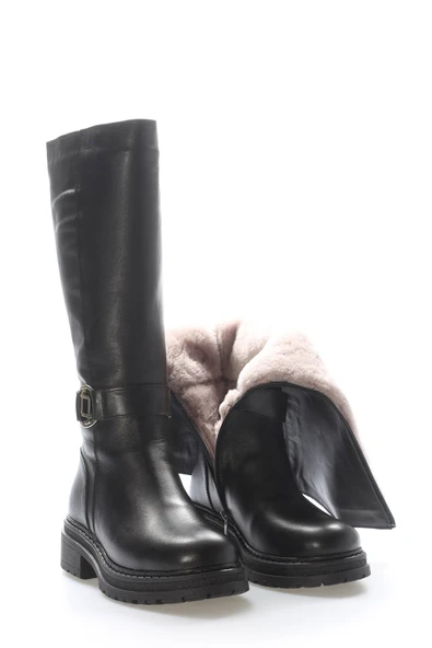 Hakiki Deri Kürklü  Kadın Klasik Çizme 257KZA632 - Resim 4