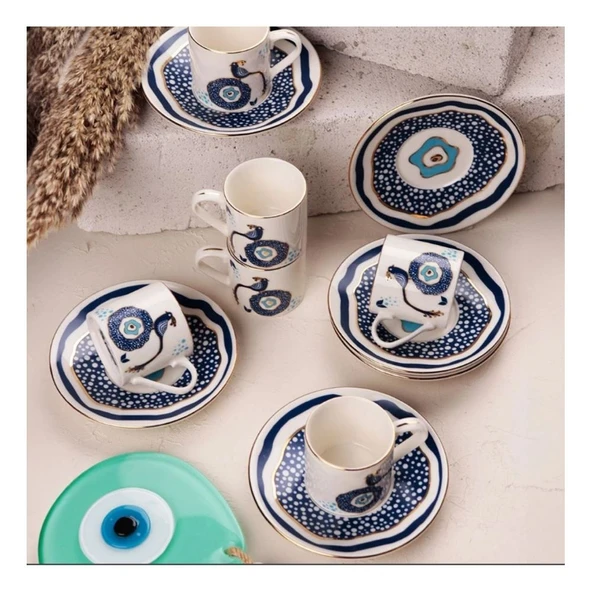 Porser Porselen Pavo 6 Kişilik Kahve Fincan Takımı S30-12-90043 - 2