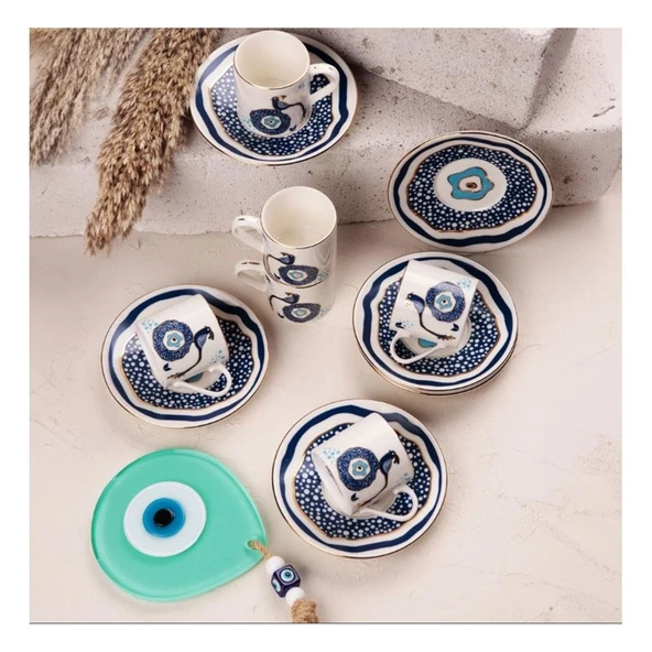 Porser Porselen Pavo 6 Kişilik Kahve Fincan Takımı S30-12-90043 - 3