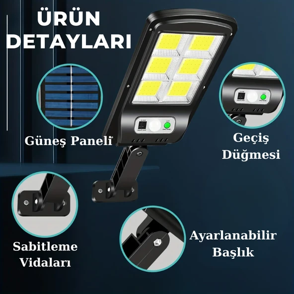 FX-027 Güneş Enerjili Solar Lamba Hareket Sensörlü 120 LED Uzaktan Kumandalı - 4