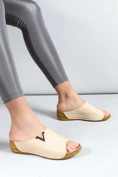 Hakiki Deri  Kadın Düz Terlik 972ZA211 ürün görseli 1