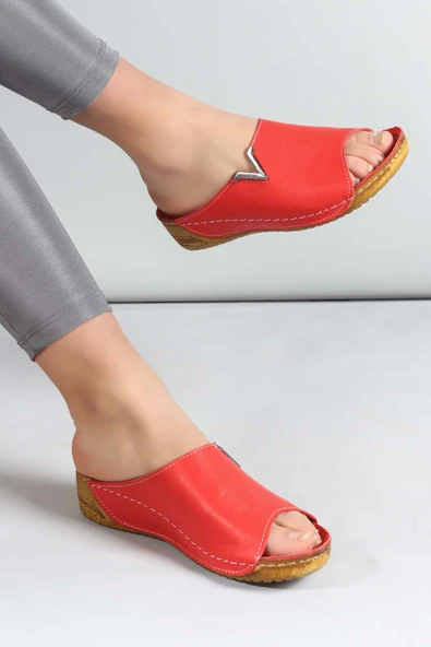 Hakiki Deri  Kadın Düz Terlik 972ZA211 - Resim 6