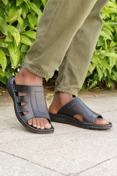 Hakiki Deri  Erkek Düz Terlik 018MA127-1791 ürün görseli