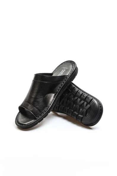 Hakiki Deri  Erkek Düz Terlik 018MA127-1791 - Resim 5