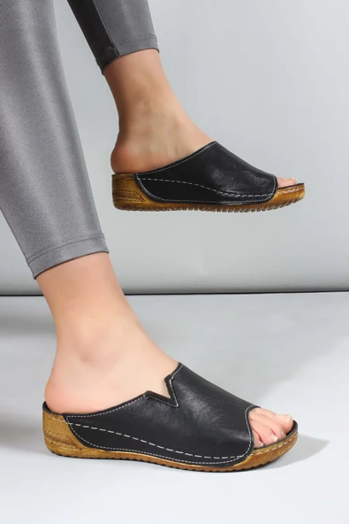 Hakiki Deri  Kadın Düz Terlik 972ZA211 - Resim 11