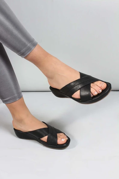 Hakiki Deri  Kadın Düz Terlik 864ZAR03 - Resim 11