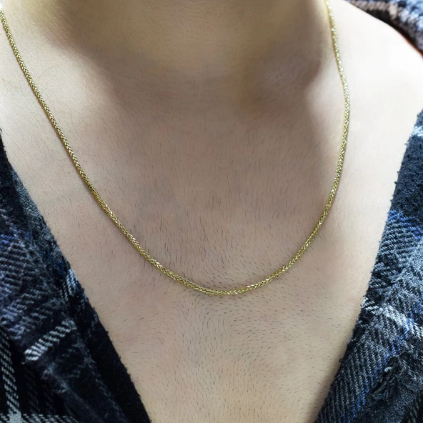 14 Altın Palmiye Zincir Erkek Kolye - 2