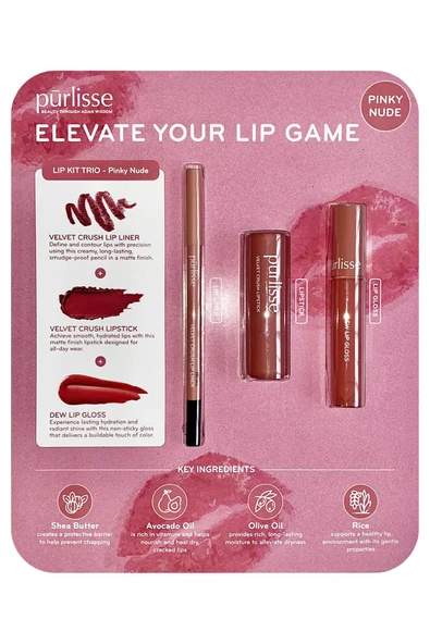 Purlisse Pinky Nude Üçlü Dudak Bakım Seti