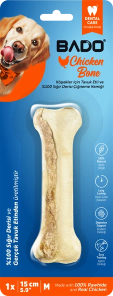 BADO TAVUKLU ÇİĞNEME  KEMİĞİ 15 CM 1 Lİ 12 AD