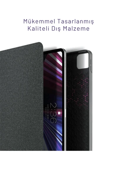 iPad 11.Nesil A16 2025 Uyumlu Fuchsia Touch Pad Bluetooth Klavyeli Standlı Mıknatıslı Tablet Kılıfı - 6