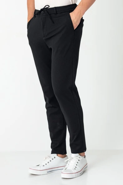 Erkek Relaxed Fit Beli Lastikli Bağcıklı Likralı Süper Rahat Jogger Pantolon - 2