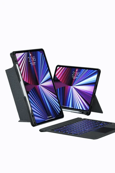 iPad 11.Nesil A16 2025 Uyumlu Fuchsia Touch Pad Bluetooth Klavyeli Standlı Mıknatıslı Tablet Kılıfı - 1