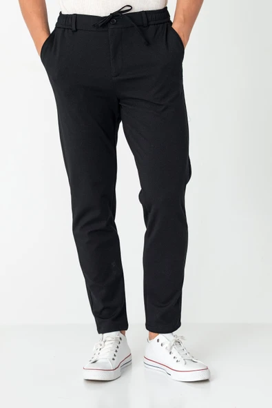 Erkek Relaxed Fit Beli Lastikli Bağcıklı Likralı Süper Rahat Jogger Pantolon