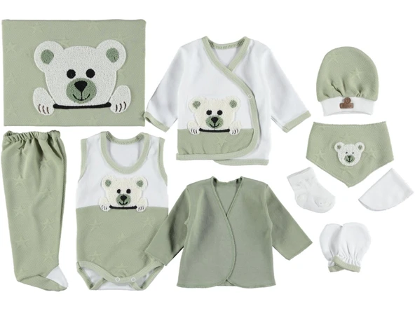 UNİ 10 LU ORGANİK PANDA LÜX ZIBIN SET HASTANE ÇIKIŞI HEDİYELİK - 12