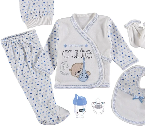 7'li Bebek Zıbın Seti - Cute Baskılı Emzikli - 6