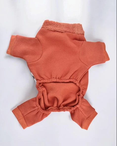 Puanti Kalın Penye Köpek Tulum Pijama - 7